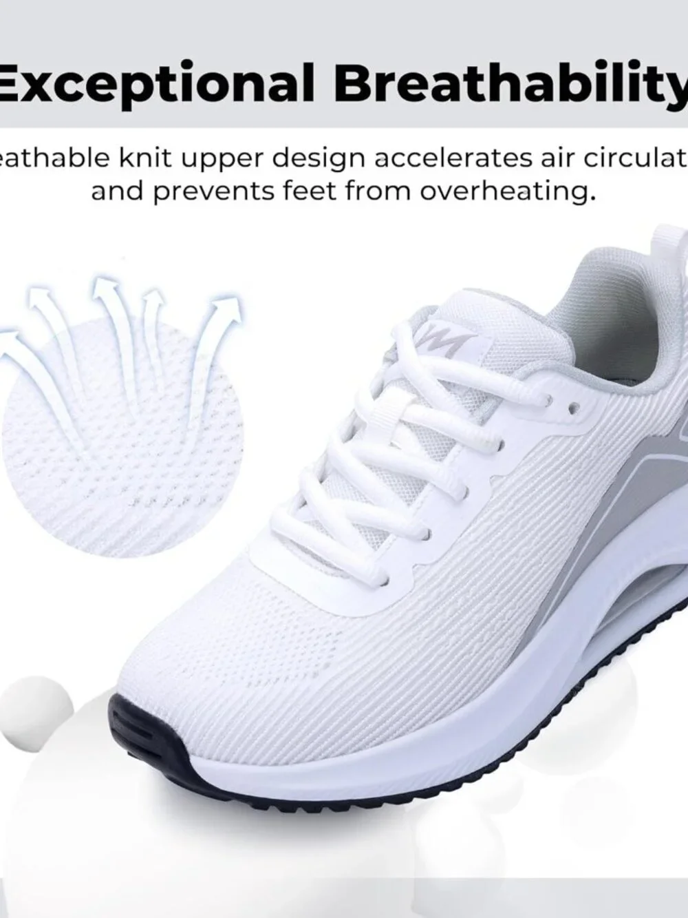 Women's White Arch Support Walking Shoes Plantar Fascistic Sneakers